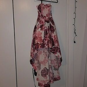 Pink Floral High-Low Gown